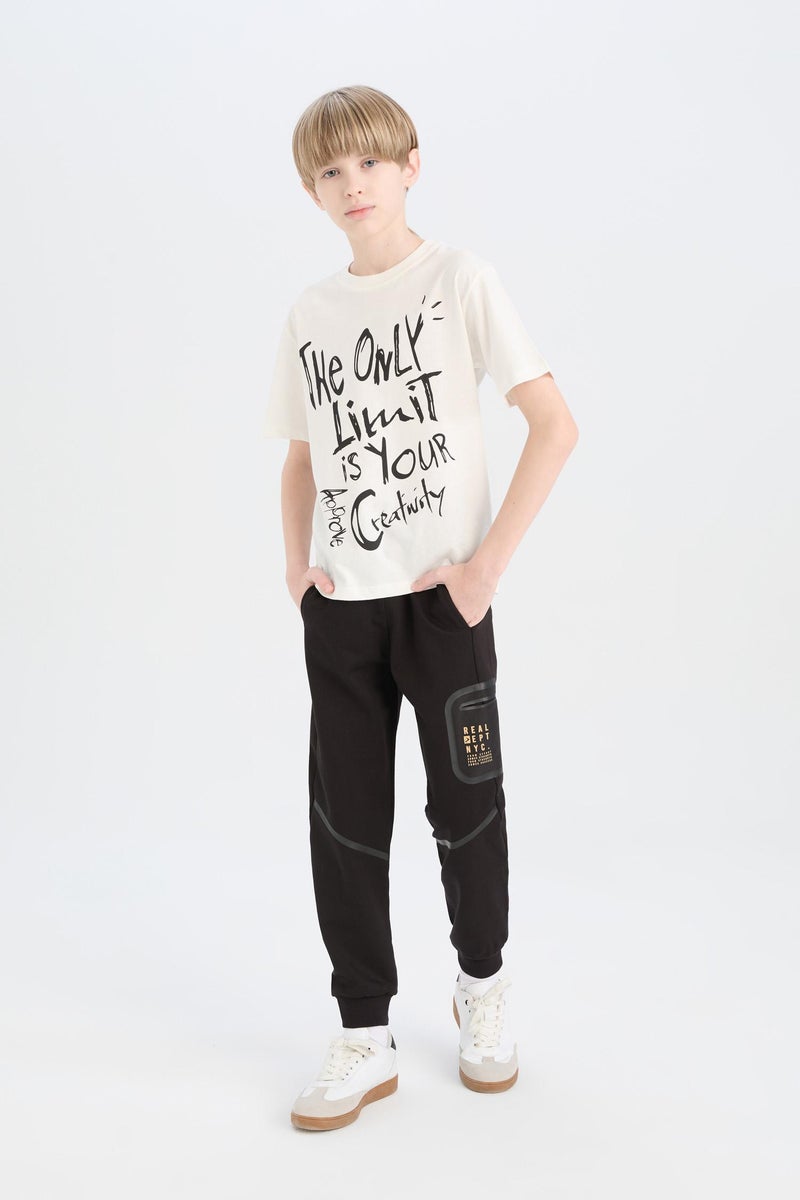 DeFacto Black Boy Boy Printed Elastic Waist Leg Sweatpants Casual - Image 4